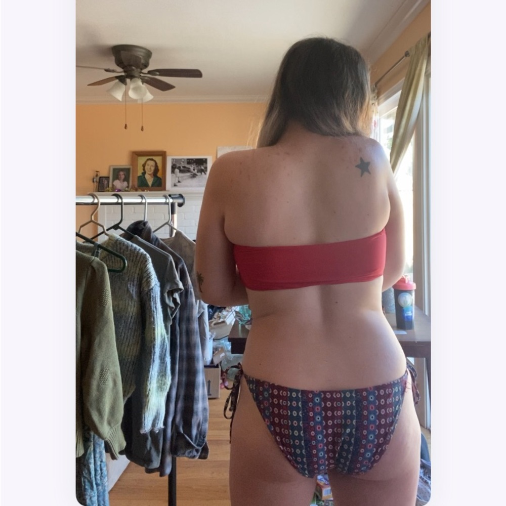 Red bandeau bikini top